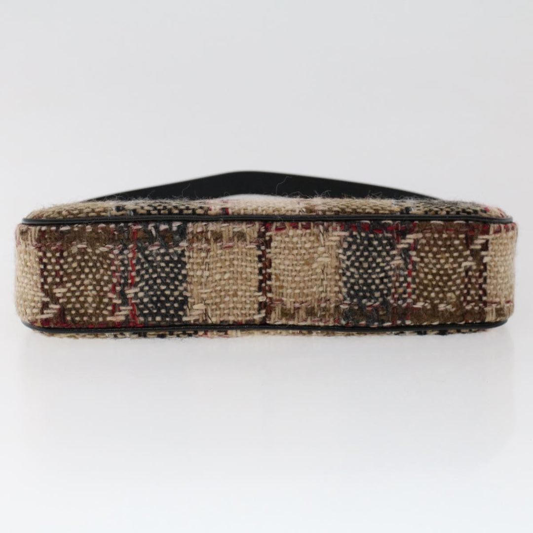 Burberry Nova Check Hand Bag Wool Beige Auth 49934