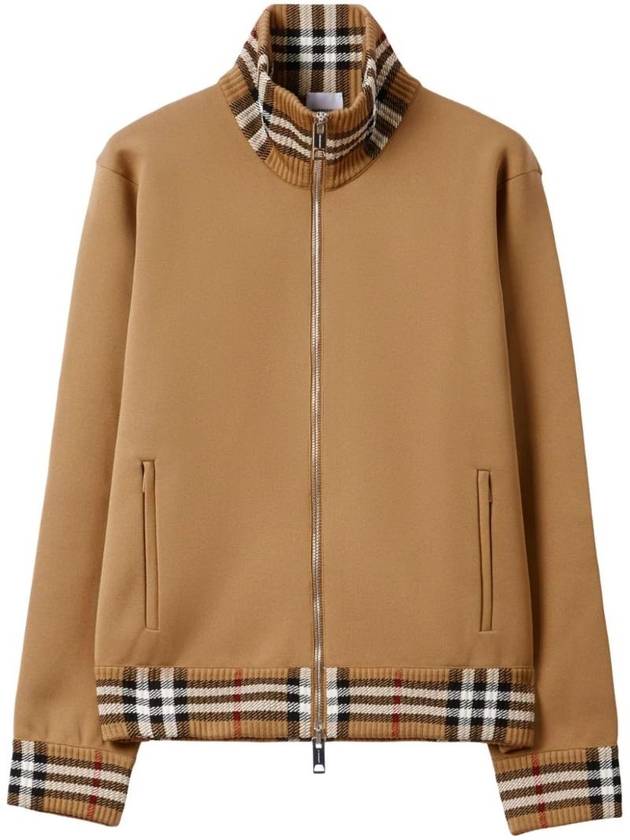 Burberry Men's Check Trim Track Jacket Camel