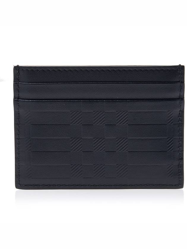 Burberry Embossed Check Leather Card Wallet Black