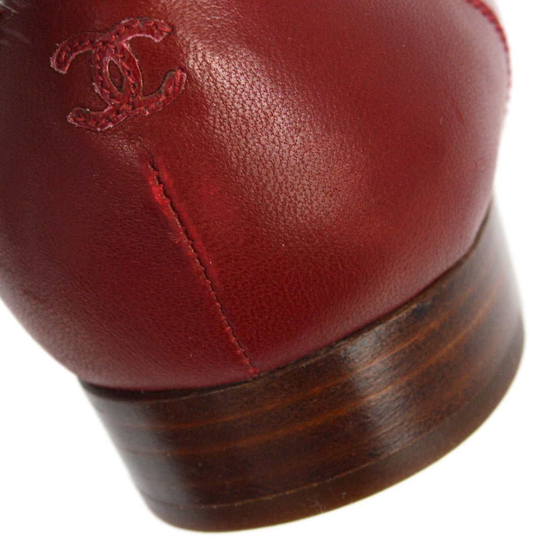 Top Quality Chanel * Red Flat Shoes #37 1/2