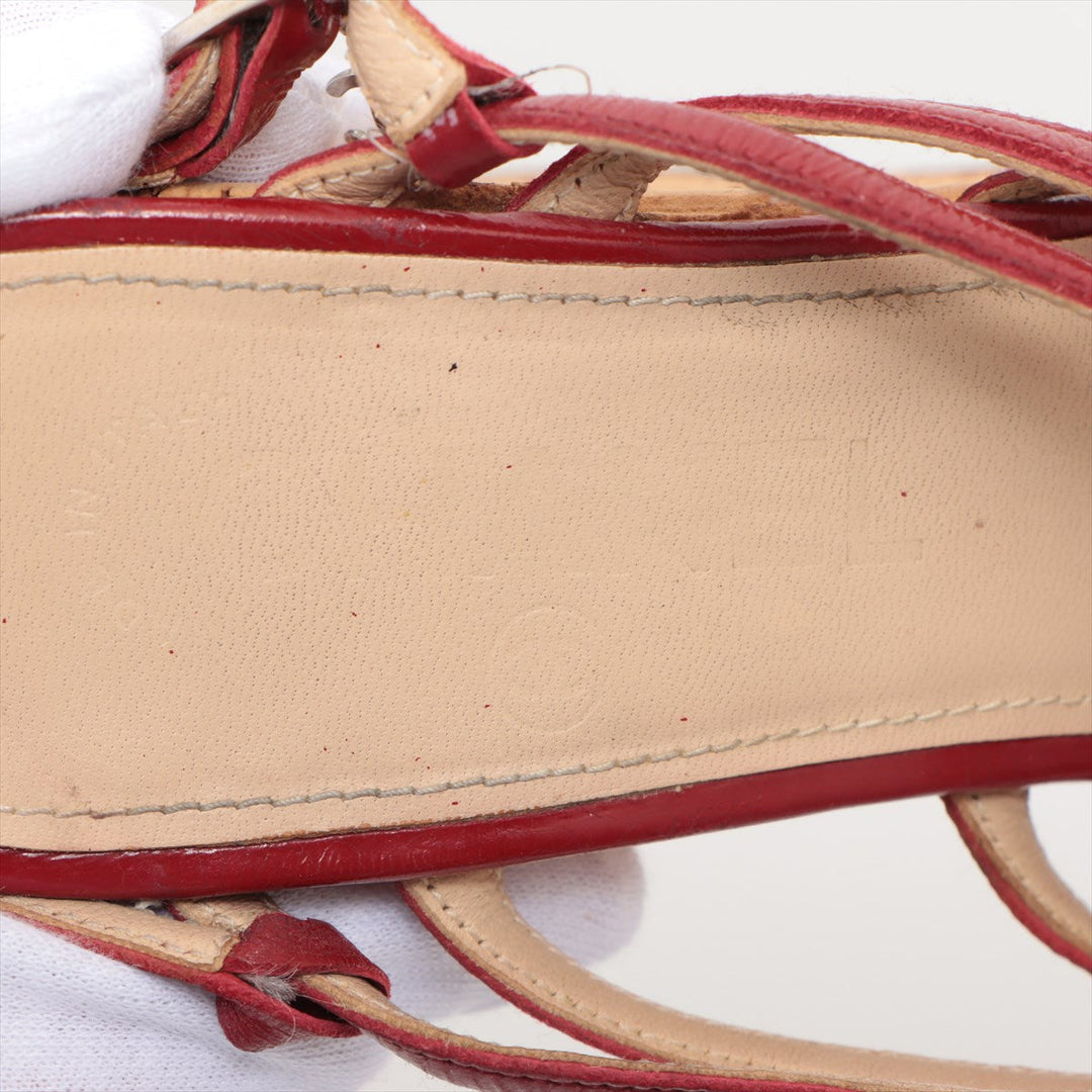 Top Quality Chanel Patent Leather Sandal 35 1/2  Red Ride