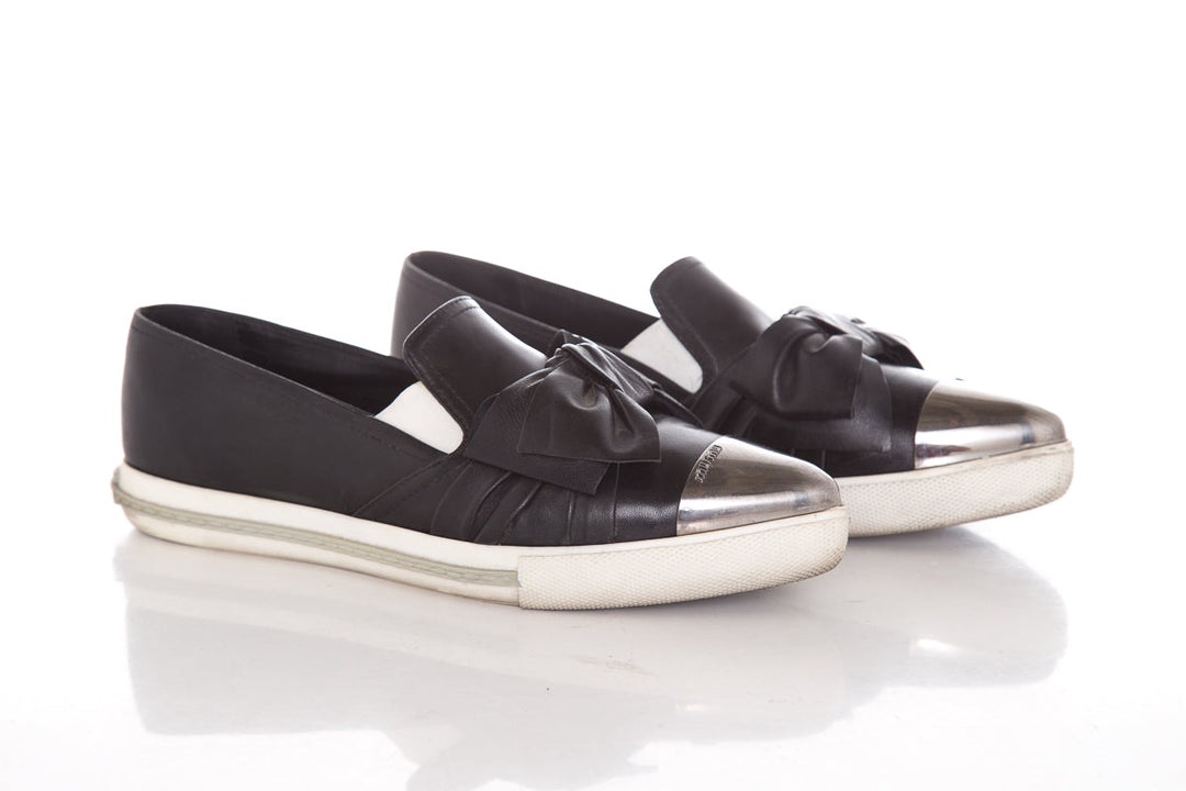 Miu Miu Black Bow Sneakers SZ 38.5