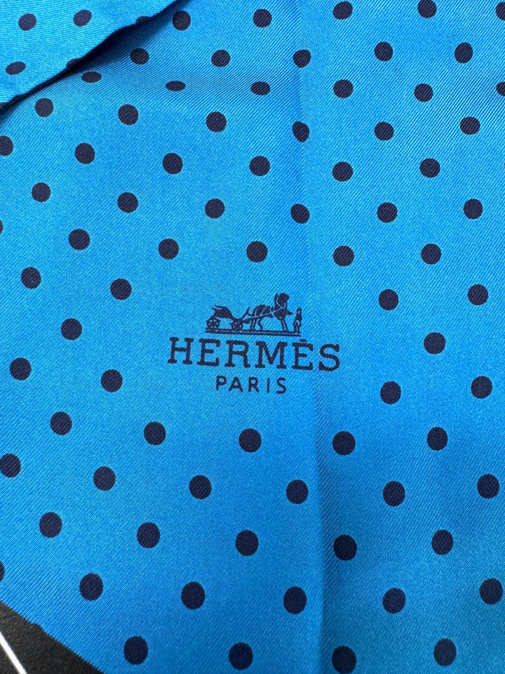 Premium Handmade Hermes Blue Reversible Scarf
