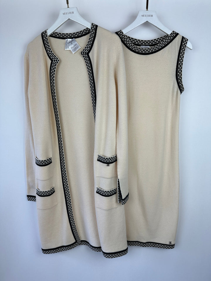 Top Quality Chanel 04A Cashmere Midi Dress and Longline igan Set With Grey Trim Detail FR 36 (UK 8)
