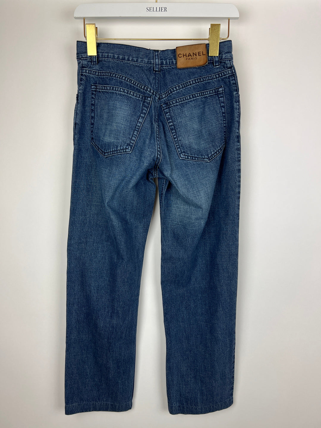 Top Quality Chanel Vintage 01/A Washed Blue Denim 3 Zip Jeans Size FR 38 (UK 10)