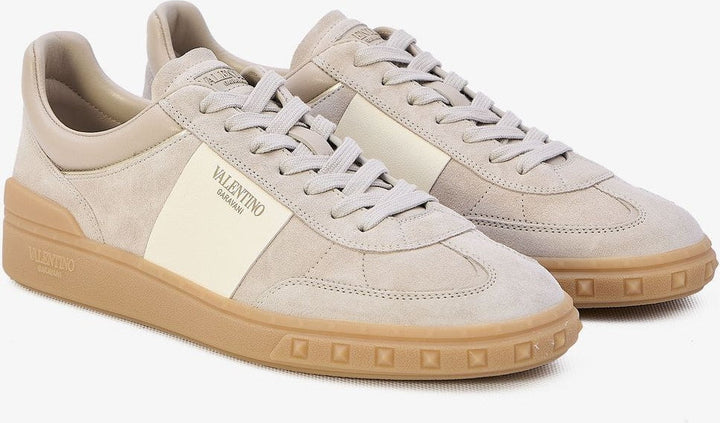 UPVILLAGE BEIGE LEATHER LOW TOP TRAINER