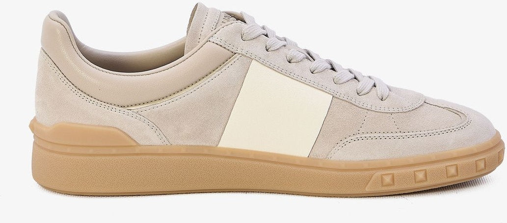 UPVILLAGE BEIGE LEATHER LOW TOP TRAINER