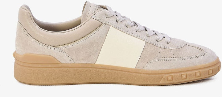 UPVILLAGE BEIGE LEATHER LOW TOP TRAINER