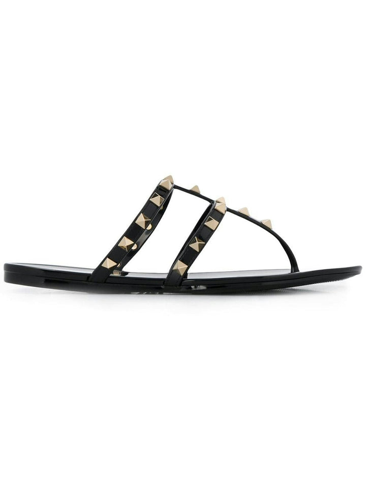 BLACK ROCKSTUD LOW SANDAL