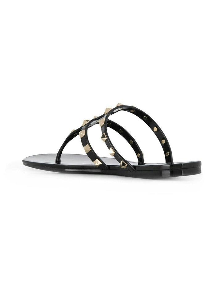 BLACK ROCKSTUD LOW SANDAL