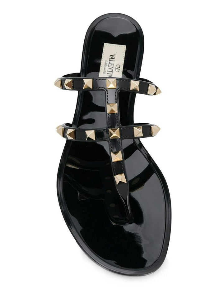 BLACK ROCKSTUD LOW SANDAL