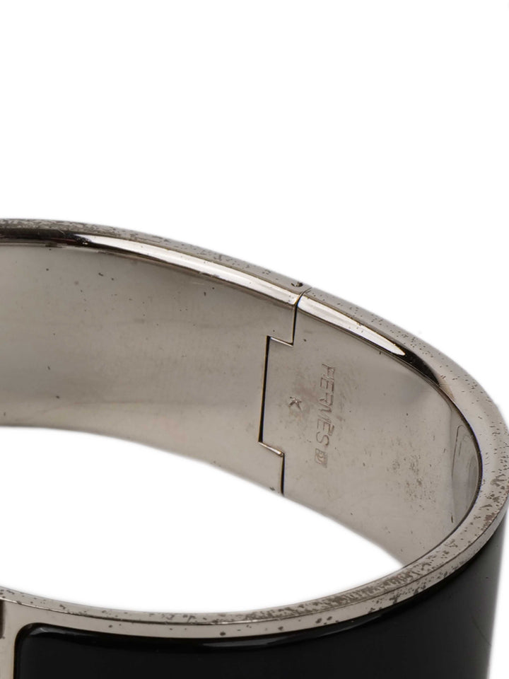 Hermes Black and Silver Clic Clac H Bracelet.