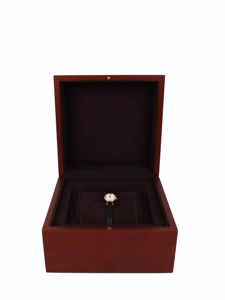 Hermes Faubourg Watch Mini Model 15mm Rose Gold with Diamonds Black