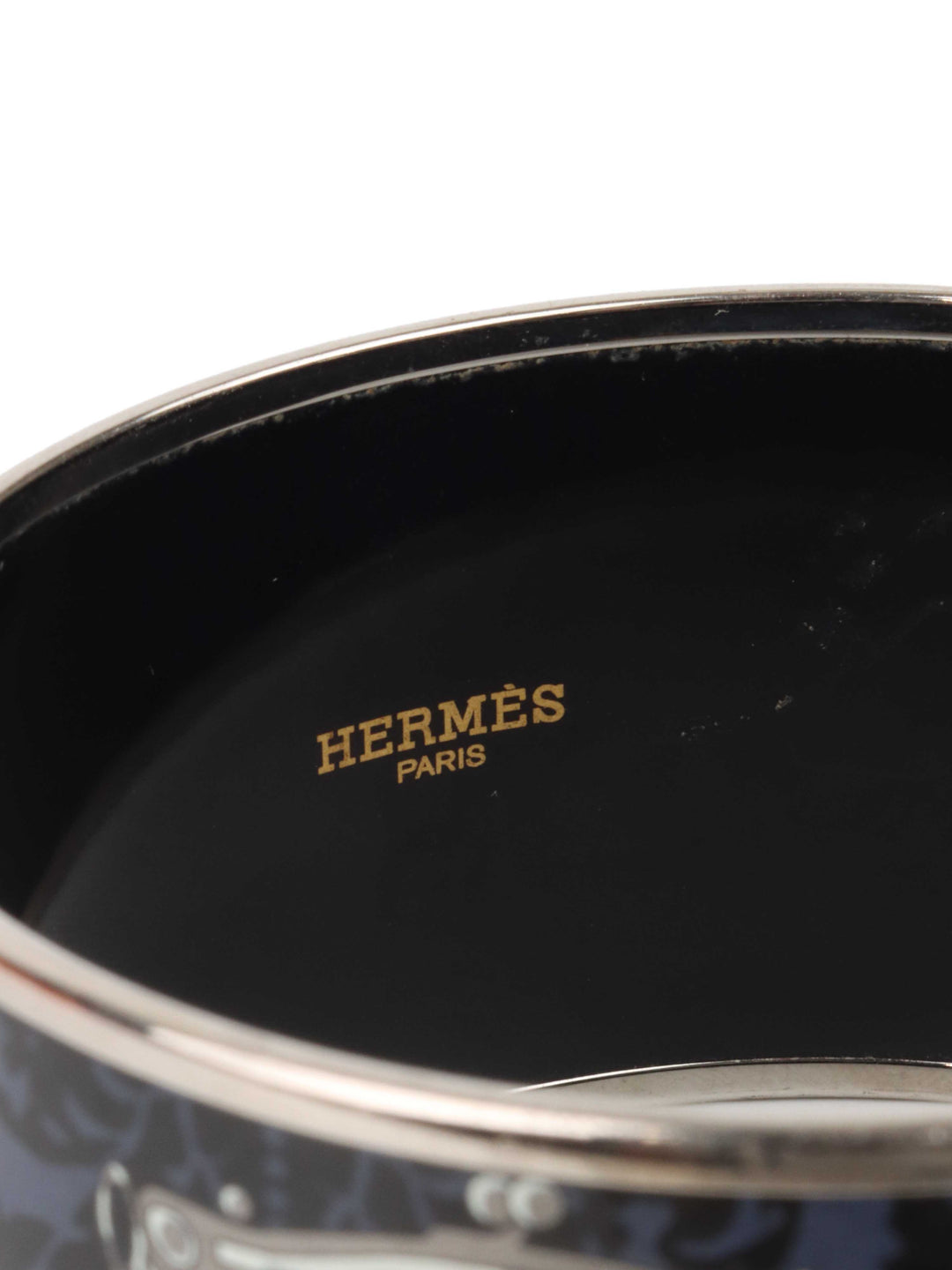 Hermes Blue & Grey Enamel Cachemire De Tamara Wide Bangle Bracelet.