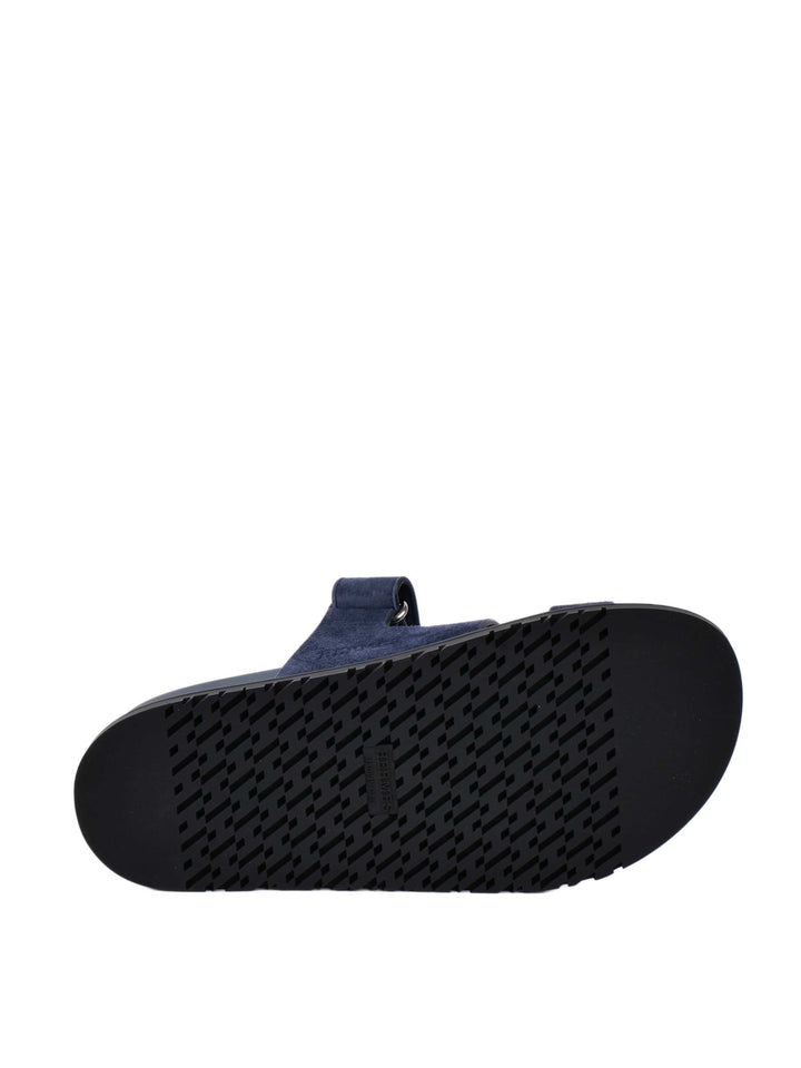 Hermes Chypre Navy Suede Sandals 37.5.