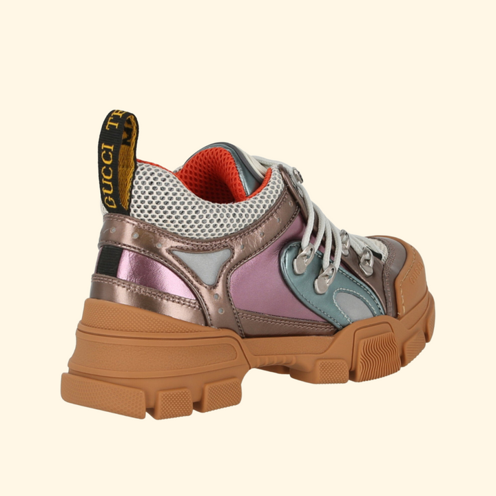 Gucci Flashtrek Metallic Leather Sneakers, Brand New