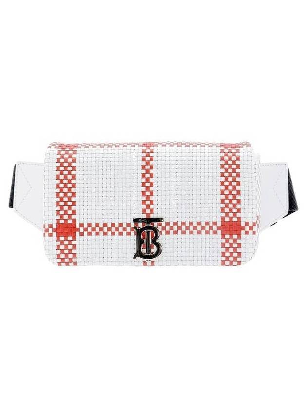 Burberry TB Check Lola Belt Bag White Red