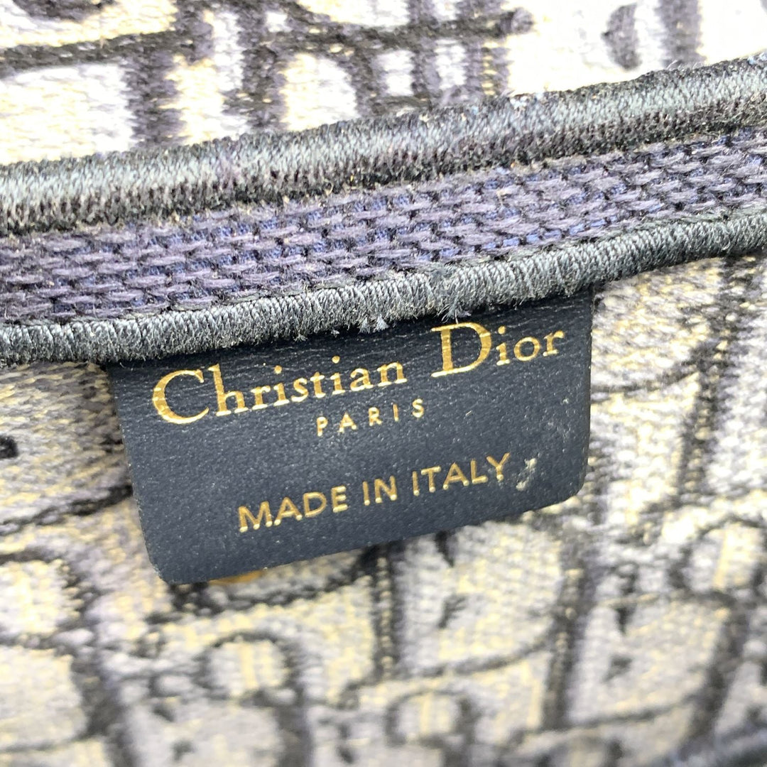 CHRISTIAN Top quality Dior Blue Jacquard Oblique Canvas Embroidery Saddle Bag