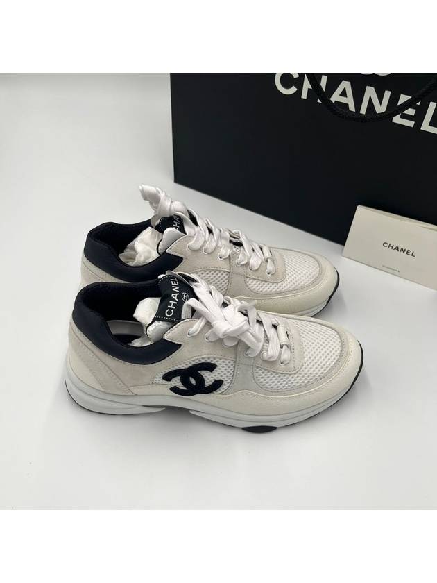CC Logo Suede Tennis Low Top Sneakers Black Chanel