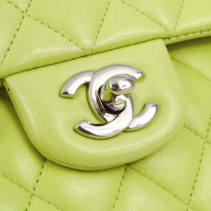 Top Quality Chanel * Light Green Lambskin Medium Classic Double Flap Shoulder Bag