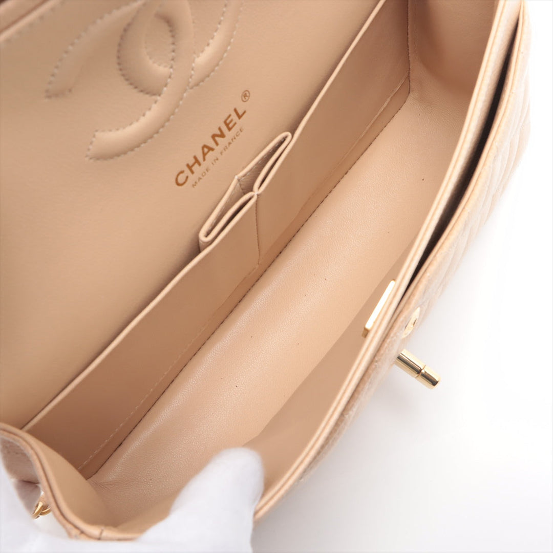 Top Quality Chanel Matrasse Caviar S Double Flap Double Chain Bag Beige Gold