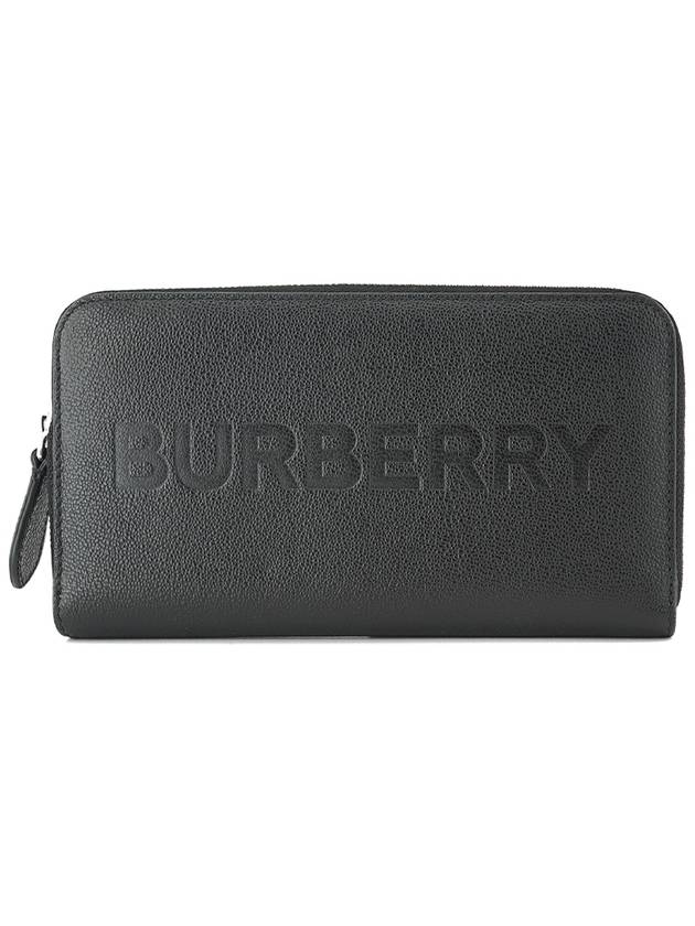 Burberry Embossed Logo Zipper Long Wallet Black