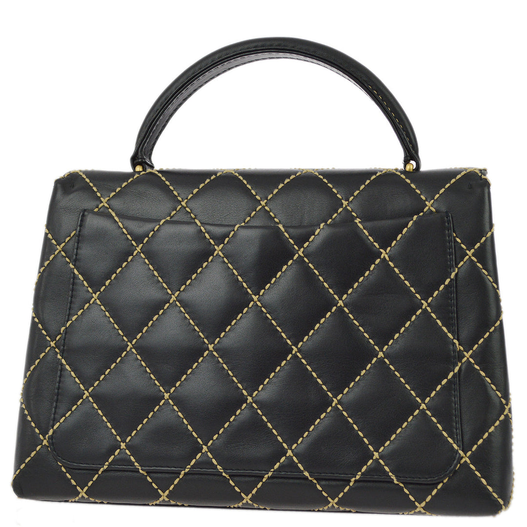 Top Quality Chanel Black Calfskin Wild Stitch Handbag