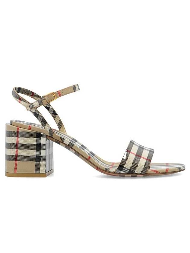 Burberry Vintage Check Leather Sandal Heels Beige
