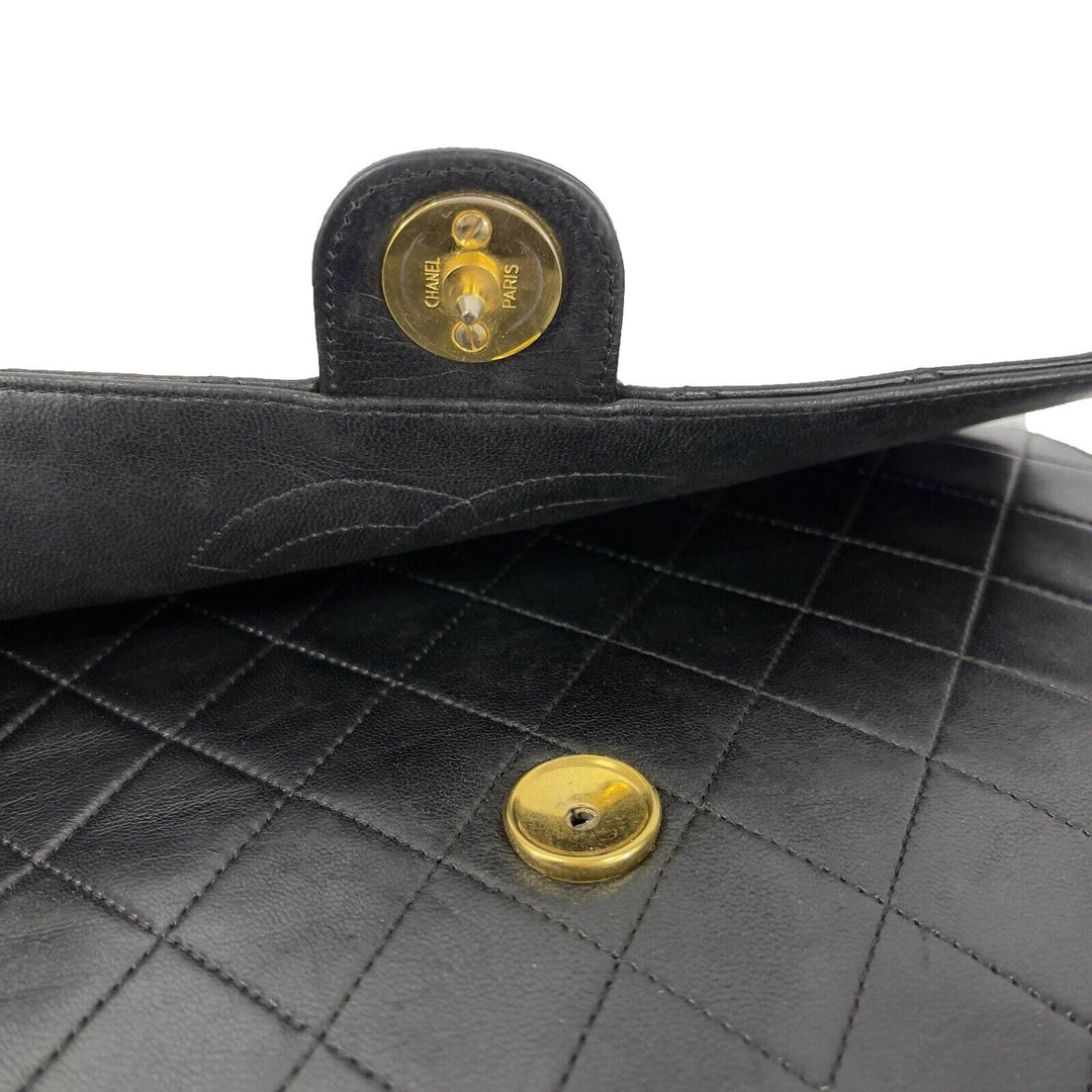Chanel - VTG CC Logo Old Medium Black Matelasse Quilted Shoulder Bag