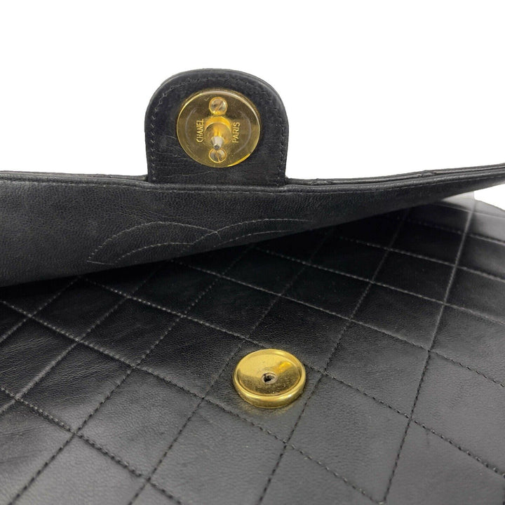 Chanel - VTG CC Logo Old Medium Black Matelasse Quilted Shoulder Bag