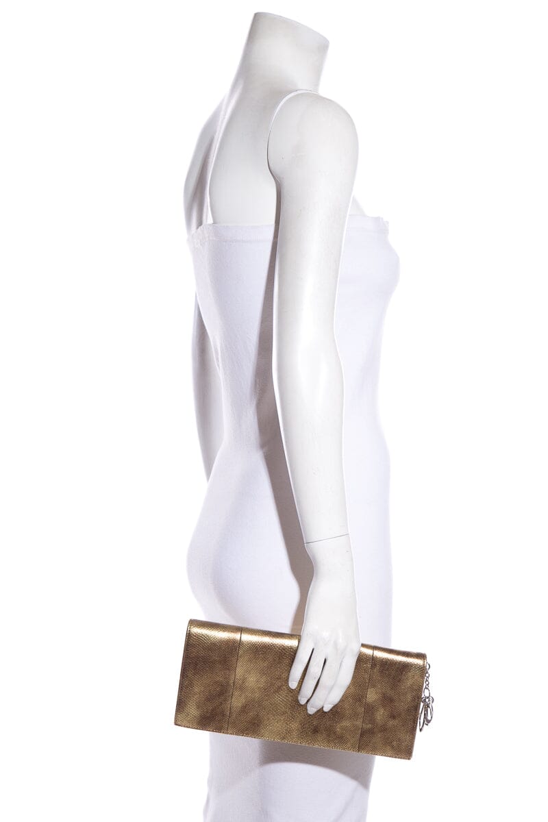 Lady Top quality Dior Gold Lizard Skin Clutch