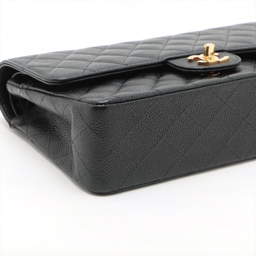 Top Quality Chanel Matrasse 25 Caviar S Double Flap Double Chain Bag Black Silver  8th A01112