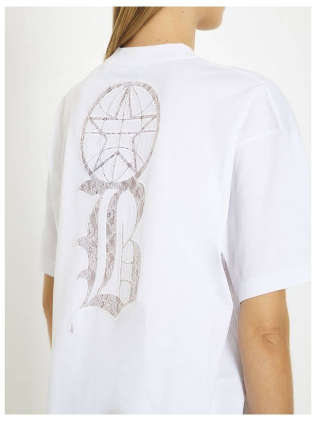 Burberry Lace Logo Cotton Oversized Short Sleeve T-Shirt White
