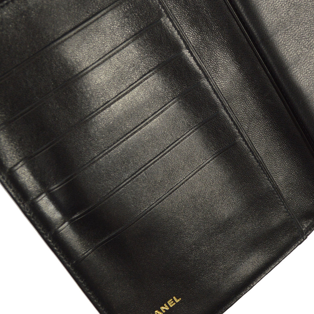 Top Quality Chanel 1991-1994 Black Lambskin Long Wallet Purse