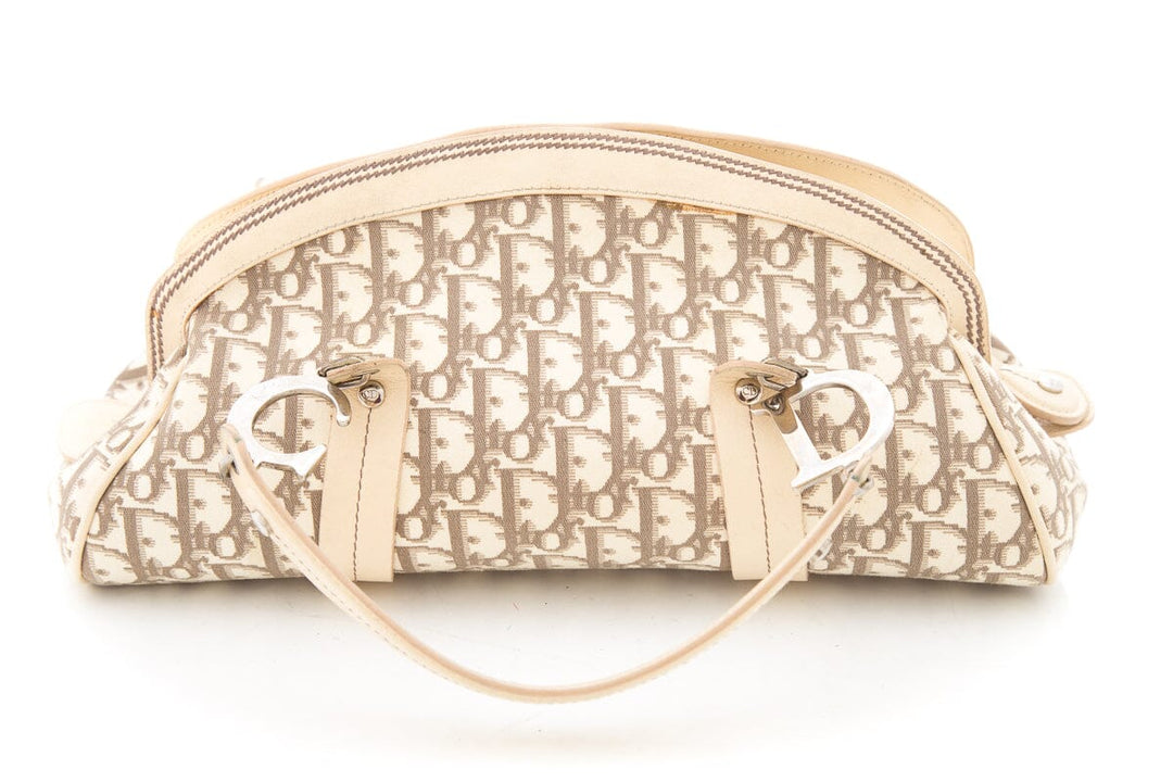 Top quality Dior Cream Monogram Canvas Trotteur Bowling Handbag