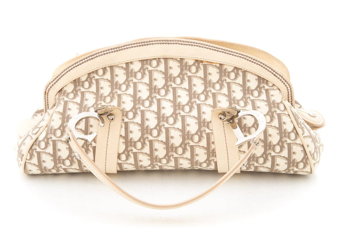 Top quality Dior Cream Monogram Canvas Trotteur Bowling Handbag