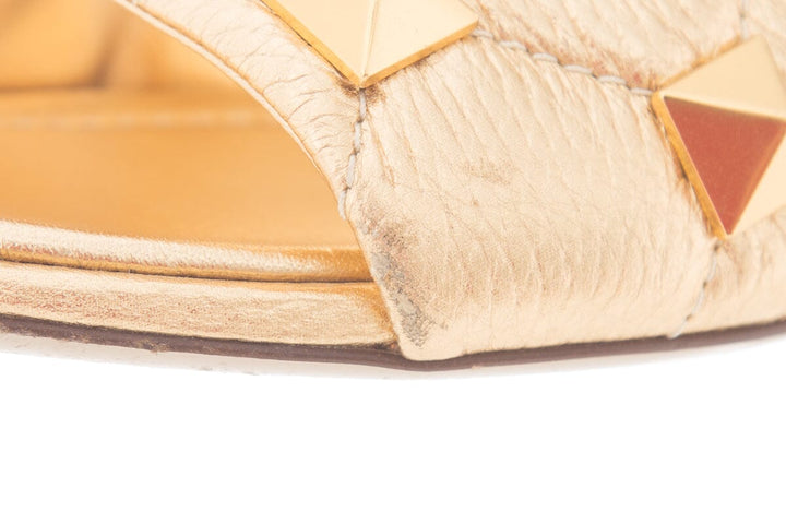 Valentino Metallic Gold Rockstud Slides SZ 35