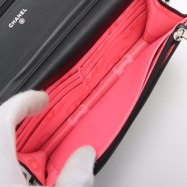 Top Quality Chanel Combon Line  Chain Wallet Black Silver Gold