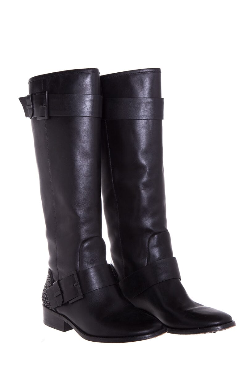Brian Atwood Black Knee Length Embellished Boots SZ 7