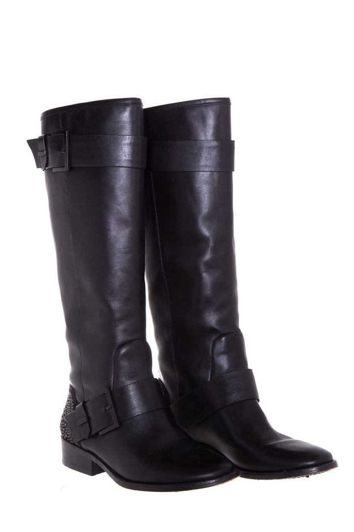 Brian Atwood Black Knee Length Embellished Boots SZ 7