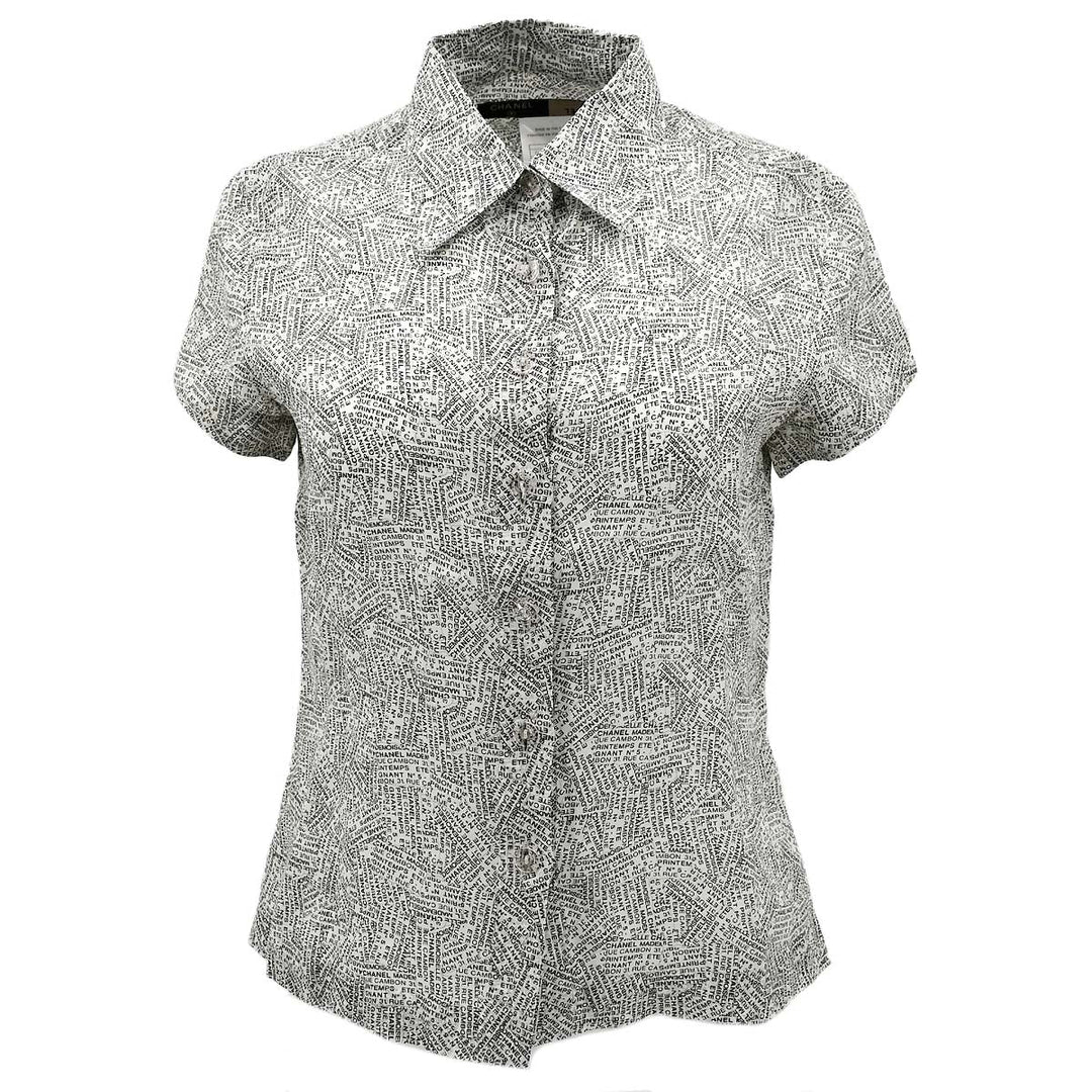 Top Quality Chanel Short Sleeve Shirt White Black 99P #36