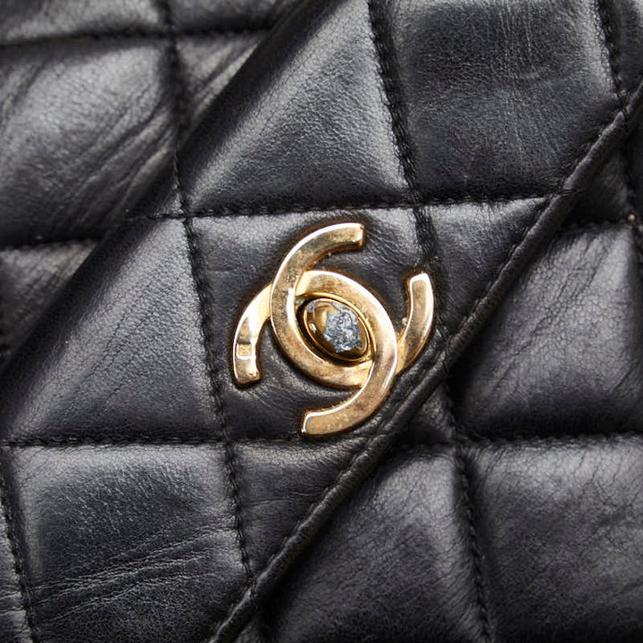 Top Quality Chanel Vintage Backpack in Lambskin Leather Black Quilted