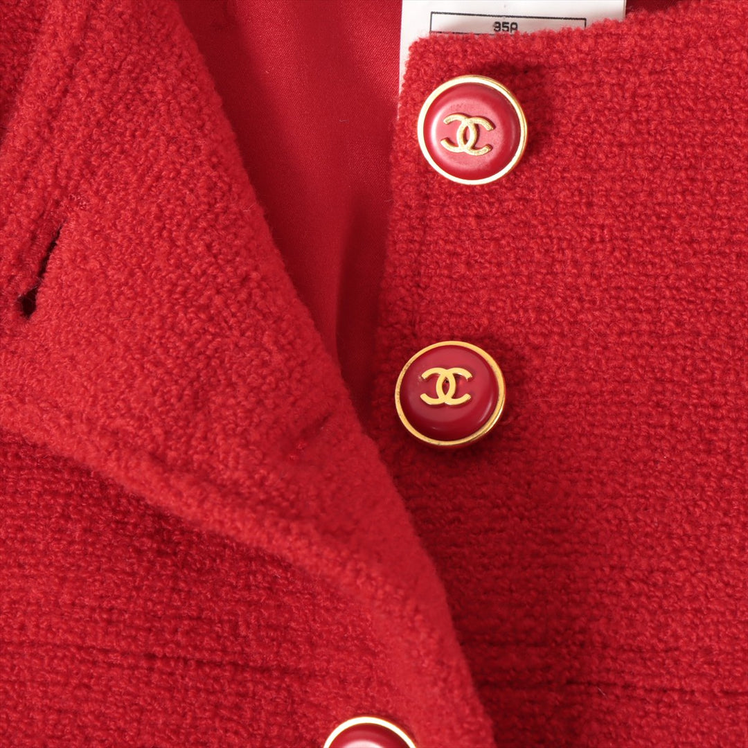 Top Quality Chanel Coconut Button 95A Wool  Nylon Jacket 36  Red Twid P05302V04291
