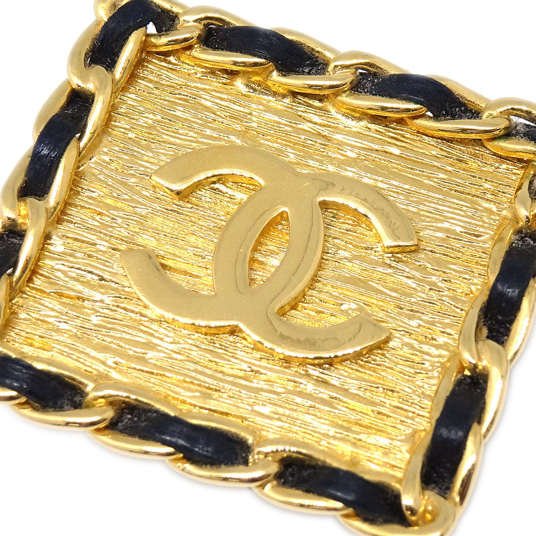 Top Quality Chanel Square Leather Earrings Clip-On Gold 26