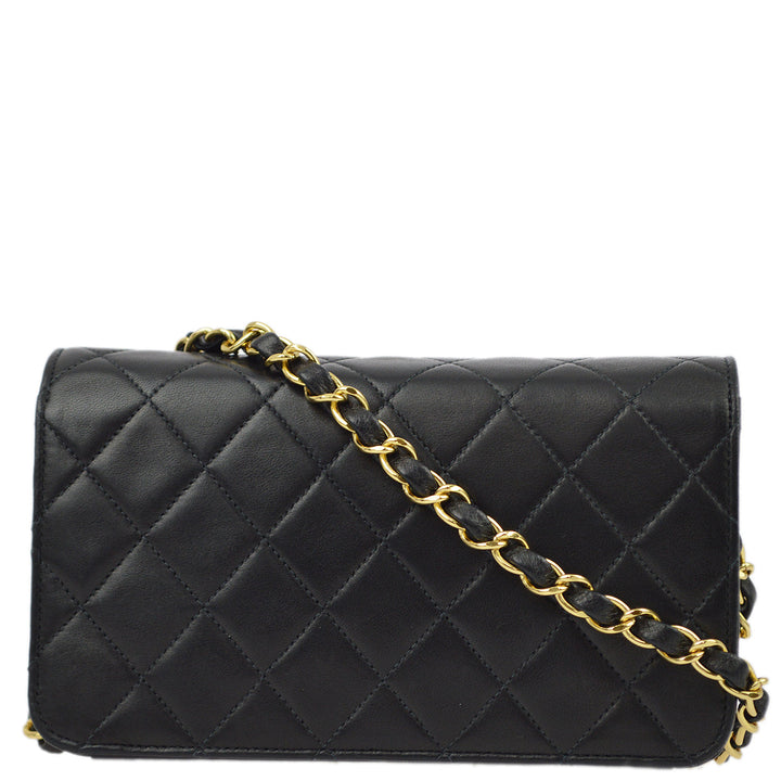 Top Quality Chanel 2000-2001 Black Lambskin Pushlock Mini Full Flap Shoulder Bag