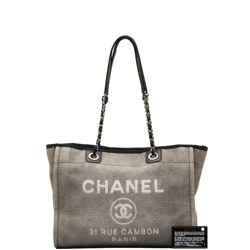 Top Quality Chanel DOVILLE MEDIUM Tote MM SHOLDER BAG TORTE BAG GREY BLACK CANVES LEADER LADY Top Quality Chanel CHANEL