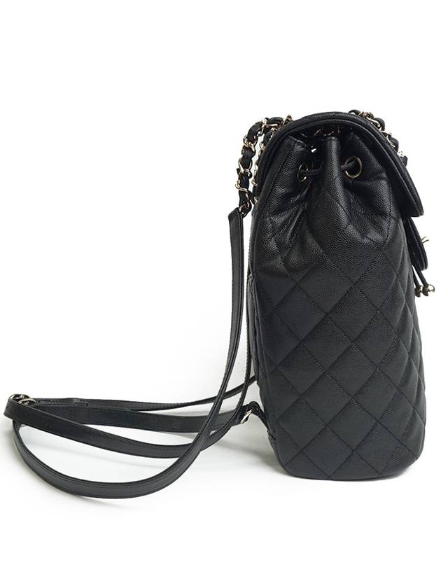 Backpack Grained Shiny Calfskin Gold Metal Black Chanel