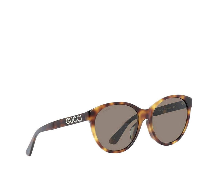 Gucci Women's Havana Oversize Acetate Sunglasses Crystal Logo