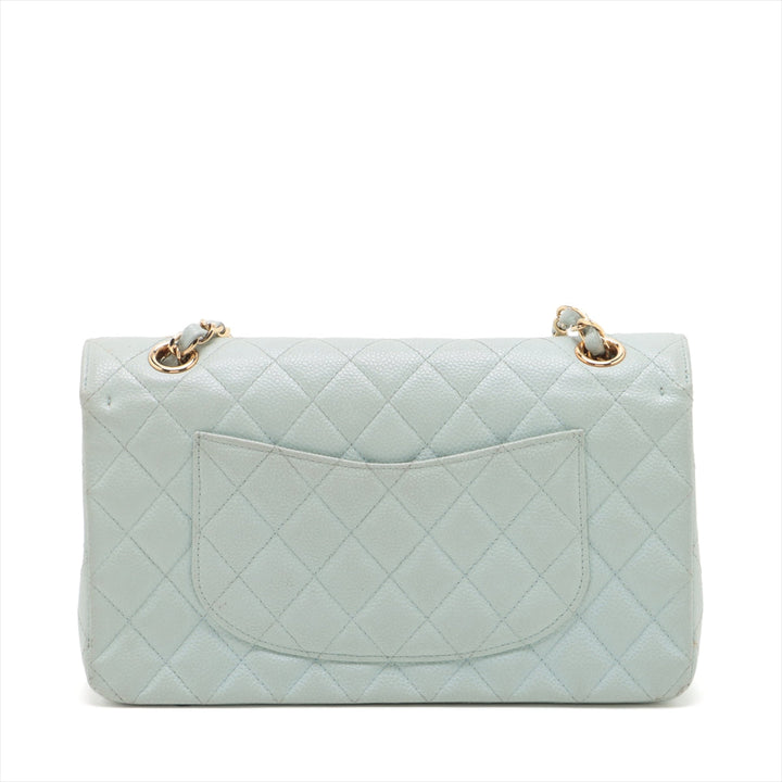 Top Quality Chanel Matrasse 25 Caviar S Double Flap Double Chain Bag Blue G  7th A01112