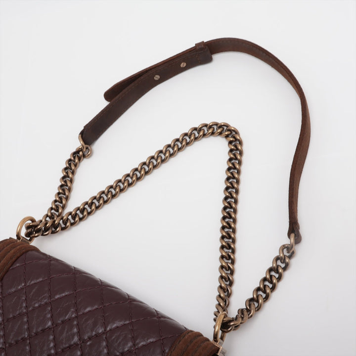 Top Quality Chanel Boy Top Quality Chanel Leather X Chain Shoulder Bag Bordeaux X Brown G  18th